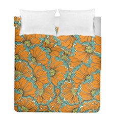 Orange Flowers Duvet Cover Double Side (full/ Double Size) by goljakoff