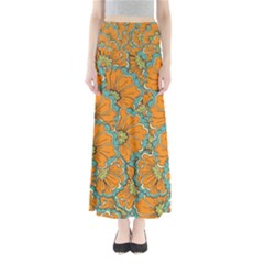 Orange Flowers Full Length Maxi Skirt by goljakoff