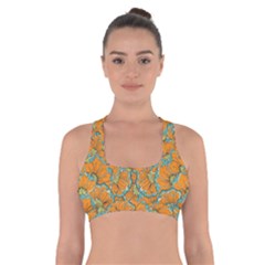 Orange Flowers Cross Back Sports Bra by goljakoff