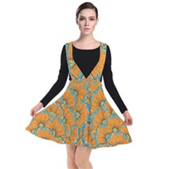 Orange Flowers Plunge Pinafore Dress