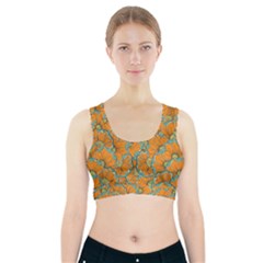 Orange Flowers Sports Bra With Pocket by goljakoff