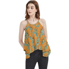 Orange Flowers Flowy Camisole Tank Top