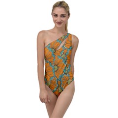 Orange Flowers To One Side Swimsuit by goljakoff