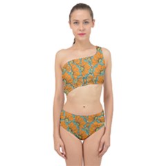 Orange Flowers Spliced Up Two Piece Swimsuit by goljakoff