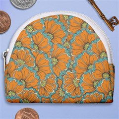 Orange Flowers Horseshoe Style Canvas Pouch by goljakoff