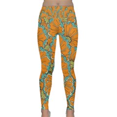 Orange Flowers Lightweight Velour Classic Yoga Leggings by goljakoff