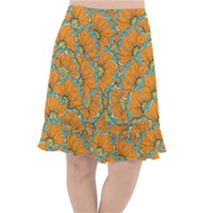 Orange Flowers Fishtail Chiffon Skirt by goljakoff