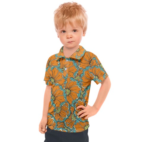 Orange Flowers Kids  Polo Tee by goljakoff