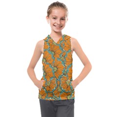 Orange Flowers Kids  Sleeveless Hoodie by goljakoff