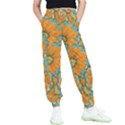 Orange flowers Kids  Elastic Waist Pants View1