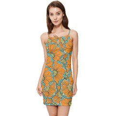 Orange Flowers Summer Tie Front Dress