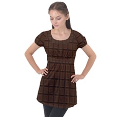 Chocolate Puff Sleeve Tunic Top by goljakoff