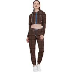 Chocolate Cropped Zip Up Lounge Set