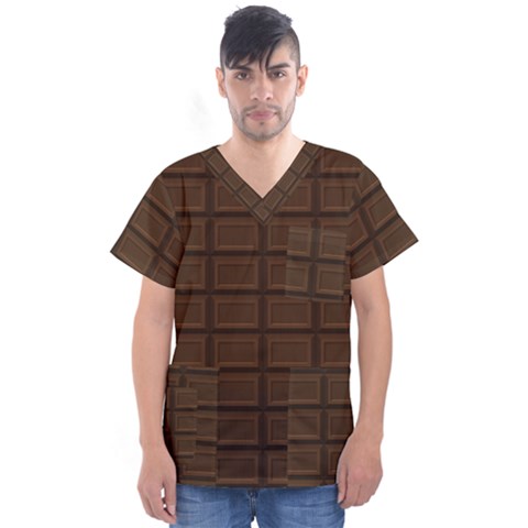 Milk Chocolate Men s V-neck Scrub Top by goljakoff