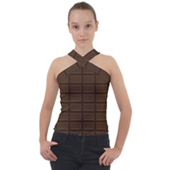 Milk Chocolate Cross Neck Velour Top by goljakoff