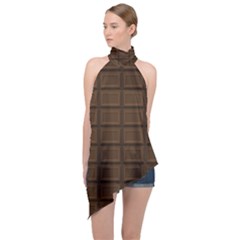 Milk Chocolate Halter Asymmetric Satin Top by goljakoff