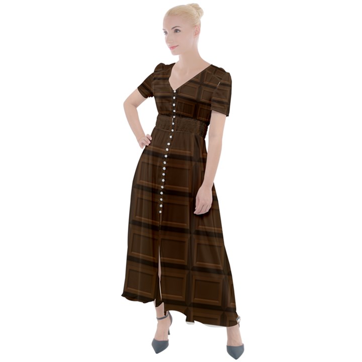 Milk Chocolate Button Up Short Sleeve Maxi Dress