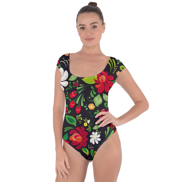 Russian khokhloma Short Sleeve Leotard 