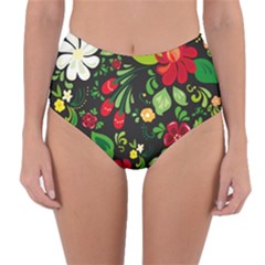 Russian Khokhloma Reversible High-waist Bikini Bottoms by goljakoff