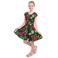 Russian Khokhloma Kids  Short Sleeve Dress by goljakoff