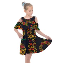 Hohloma Ornament Kids  Shoulder Cutout Chiffon Dress by goljakoff