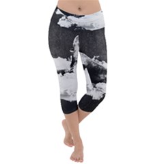 Whale Dream Lightweight Velour Capri Yoga Leggings by goljakoff