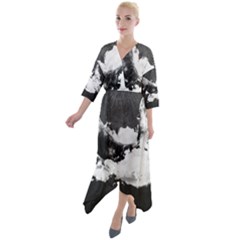 Whale Dream Quarter Sleeve Wrap Front Maxi Dress by goljakoff