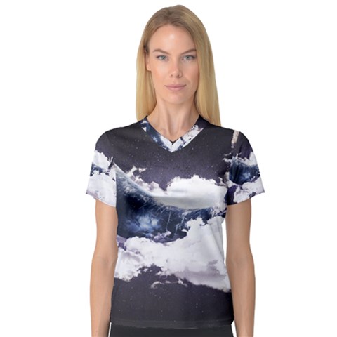 Blue Whale Dream V-neck Sport Mesh Tee by goljakoff