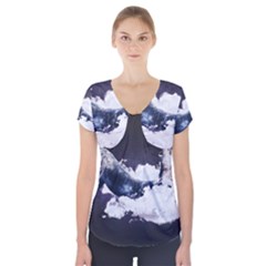 Blue Whale Dream Short Sleeve Front Detail Top by goljakoff