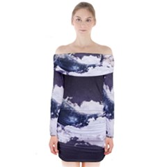 Blue Whale Dream Long Sleeve Off Shoulder Dress by goljakoff