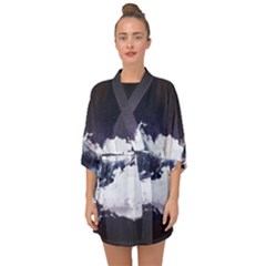 Blue Whale Dream Half Sleeve Chiffon Kimono by goljakoff