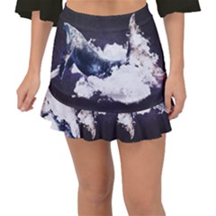 Blue Whale Dream Fishtail Mini Chiffon Skirt by goljakoff