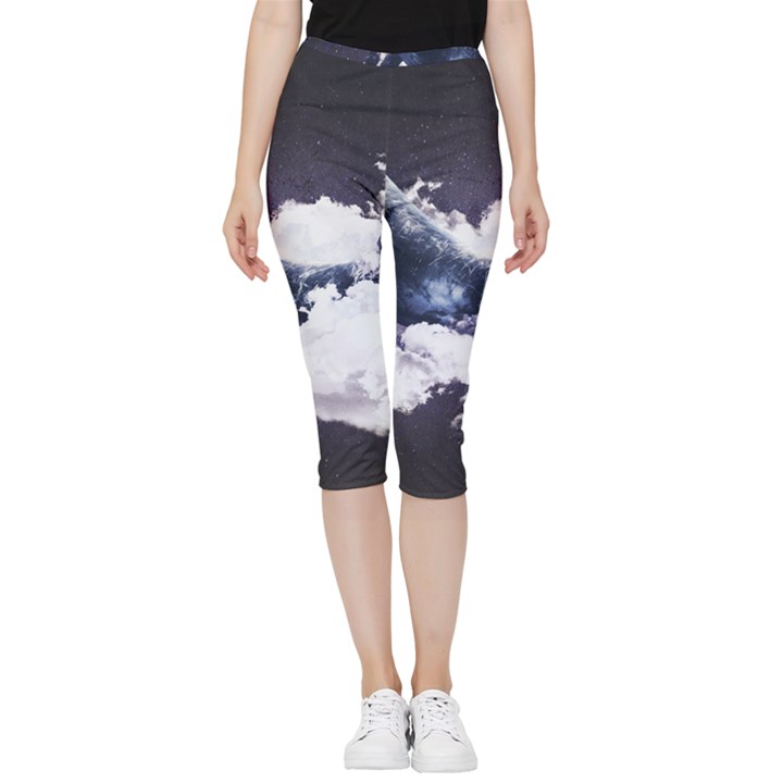 Blue whale dream Inside Out Lightweight Velour Capri Leggings 