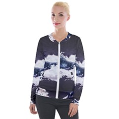 Blue Whale Dream Velvet Zip Up Jacket by goljakoff