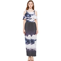 Blue Whale Dream Draped Sleeveless Chiffon Jumpsuit by goljakoff