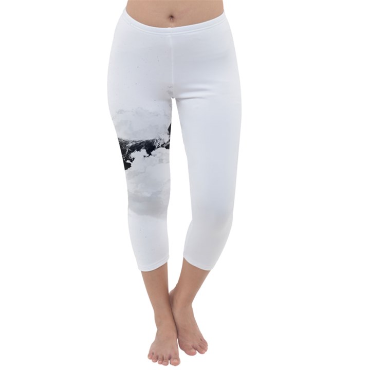 Blue whale in clouds Capri Winter Leggings 