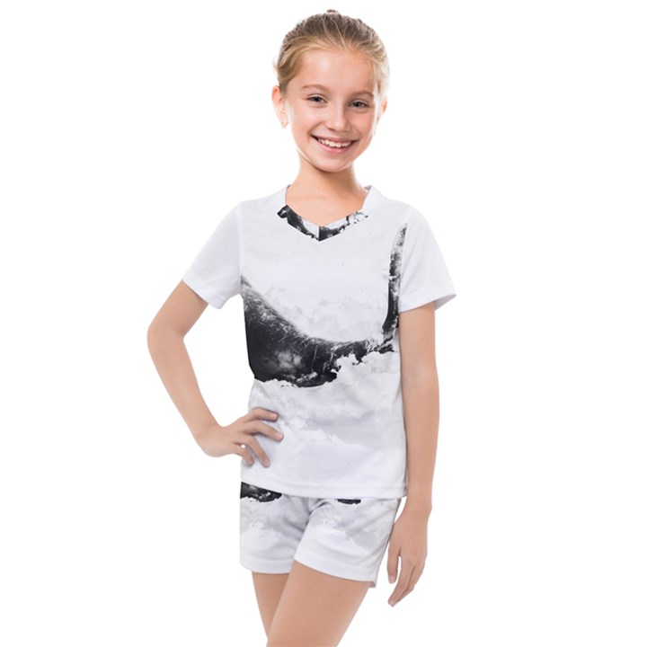 Blue whale in clouds Kids  Mesh Tee and Shorts Set