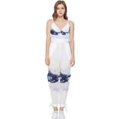 Blue Whale Sleeveless Tie Ankle Jumpsuit by goljakoff