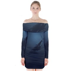 Whales Family Long Sleeve Off Shoulder Dress by goljakoff