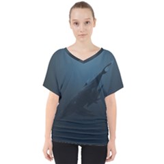 Whales Family V-neck Dolman Drape Top by goljakoff