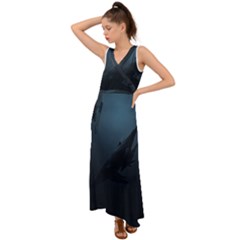 Whales Family V-neck Chiffon Maxi Dress by goljakoff