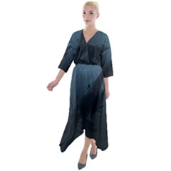 Whales Family Quarter Sleeve Wrap Front Maxi Dress by goljakoff