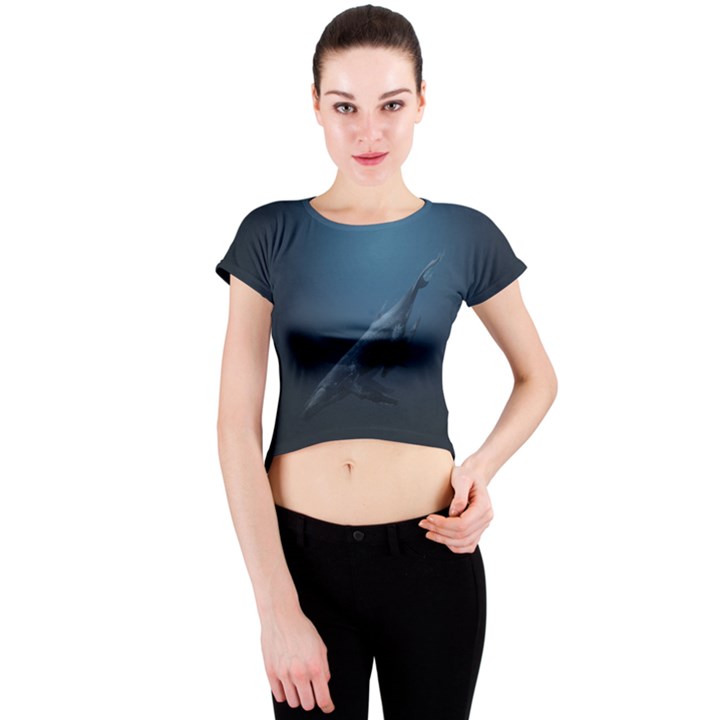 Blue whales Crew Neck Crop Top