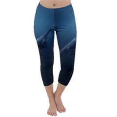 Blue Whales Capri Winter Leggings  by goljakoff