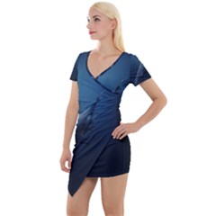 Blue Whales Short Sleeve Asymmetric Mini Dress by goljakoff