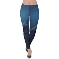 Blue Whales Velvet Leggings by goljakoff