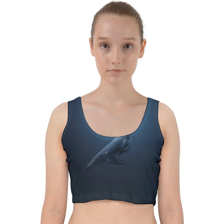 Blue whales Velvet Racer Back Crop Top