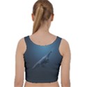 Blue whales Velvet Racer Back Crop Top View2