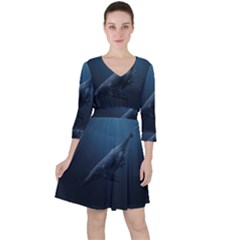 Blue Whales Ruffle Dress by goljakoff