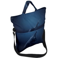 Blue Whales Fold Over Handle Tote Bag by goljakoff